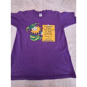 mardi gras Fruit Of The Loom Men's Size Large Short Sleeve Purple T-Shirt